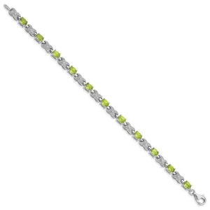 Sterling Silver Rhodium-plated Peridot Bracelet QX851PE