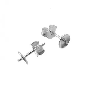 Sterling silver stud earring cup for 4-6mm half drilled pearl with earring back (2)