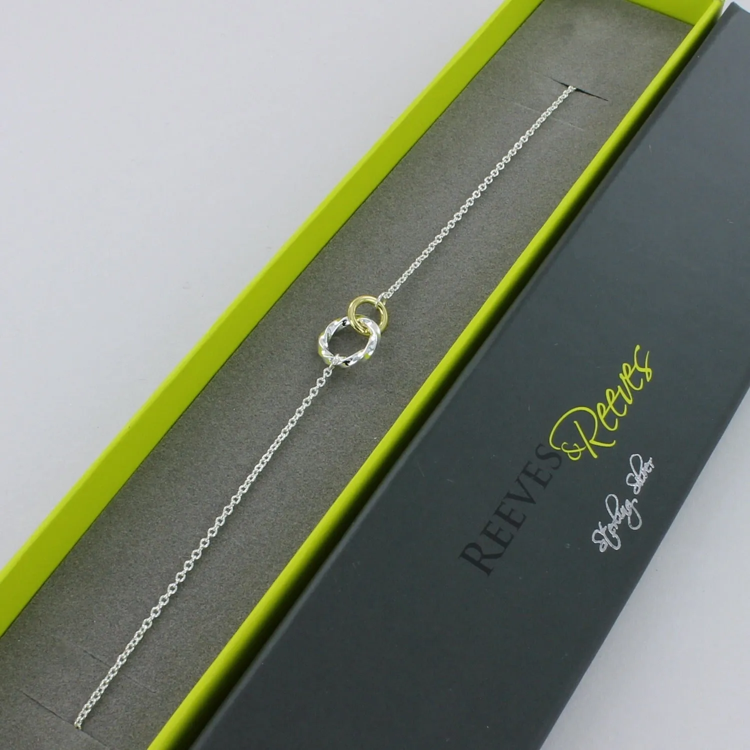 Sterling Silver Twin Ring Rope Bracelet