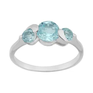 Sterlingsilber 1.46ct Himmelblau Topas Drei Stein Ring