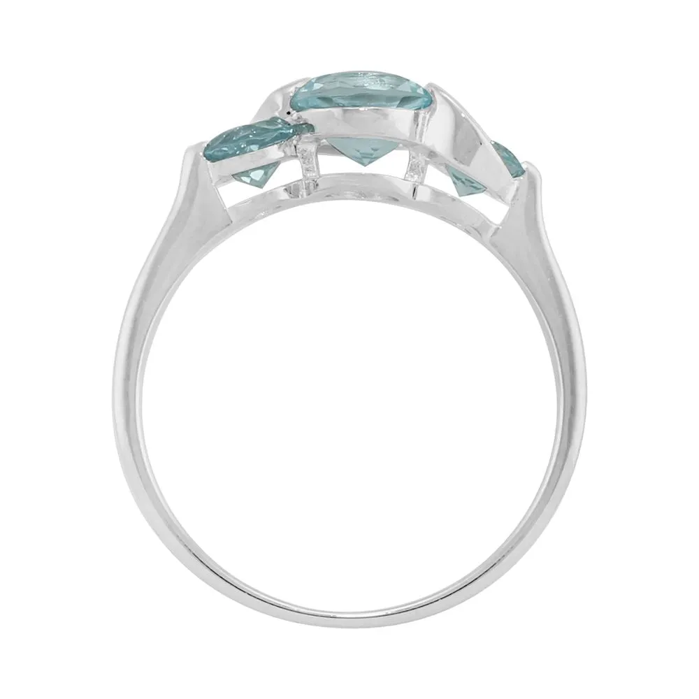 Sterlingsilber 1.46ct Himmelblau Topas Drei Stein Ring