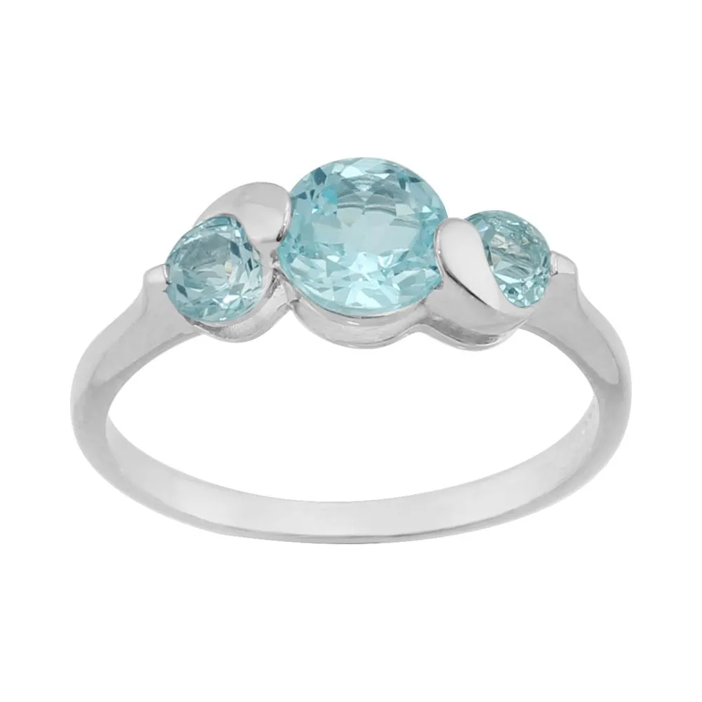 Sterlingsilber 1.46ct Himmelblau Topas Drei Stein Ring