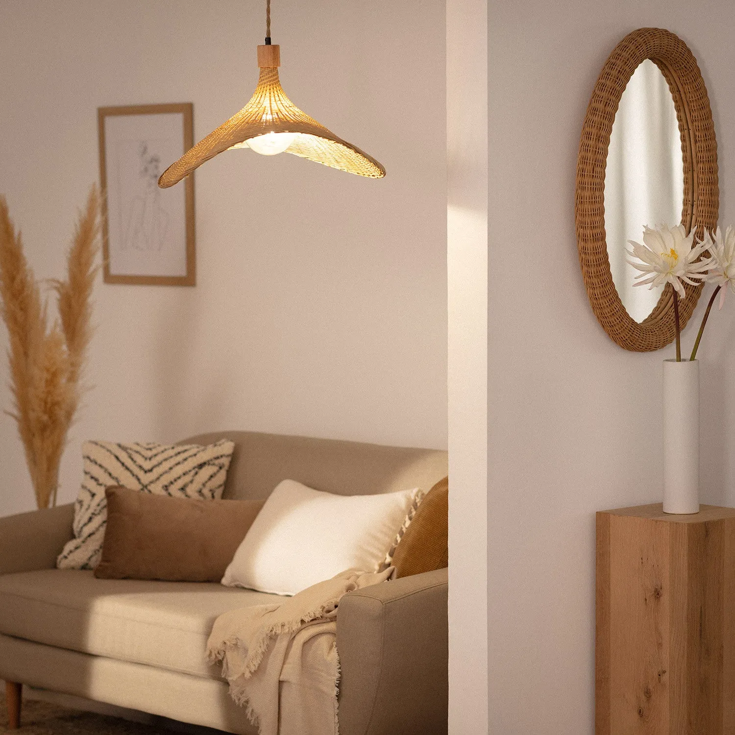 Straw hat Pendant Light