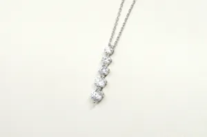 Stunning Vintage 5 Stone Simulated Diamond Sterling Silver Necklace 18" -