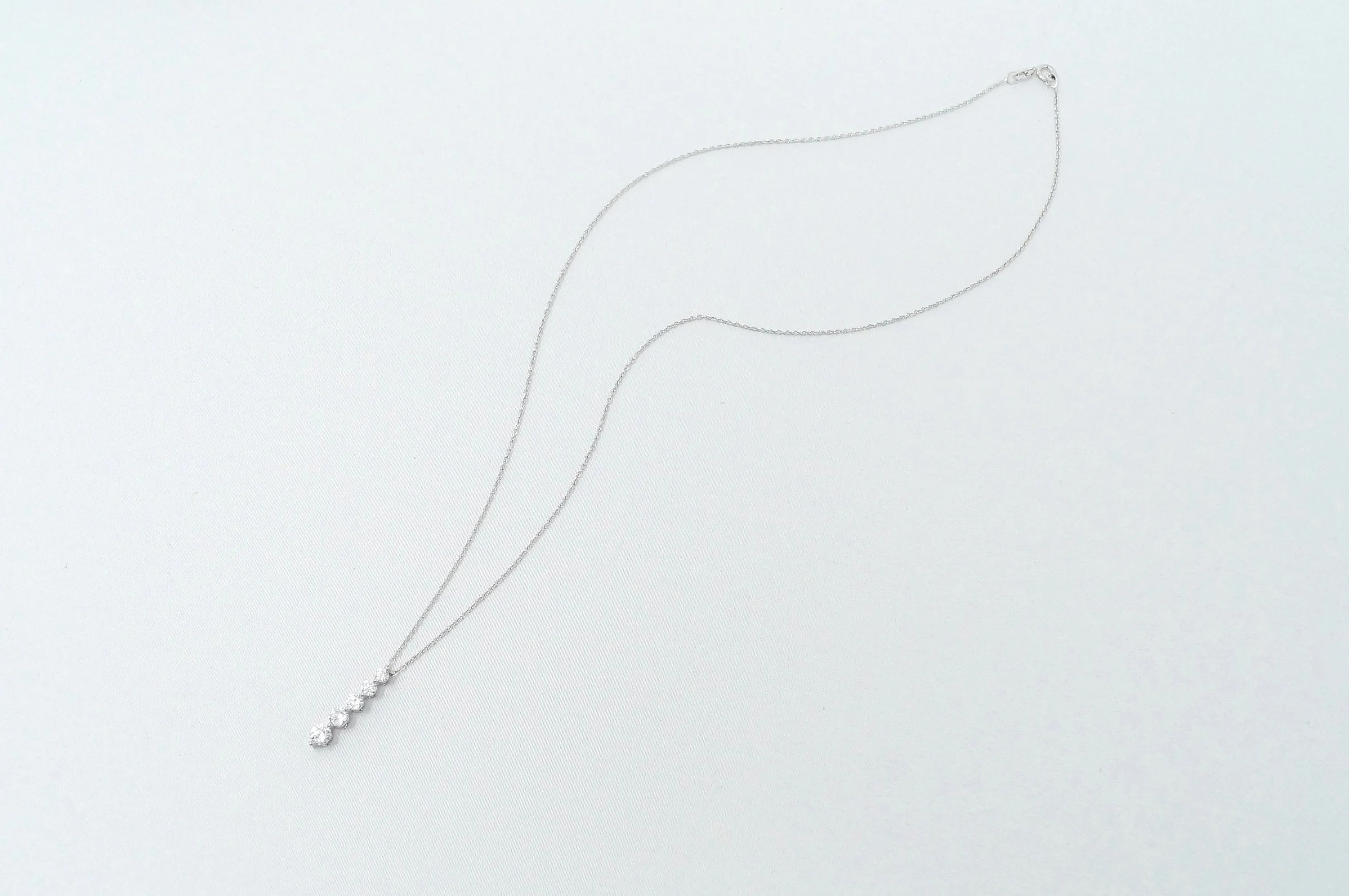 Stunning Vintage 5 Stone Simulated Diamond Sterling Silver Necklace 18" -