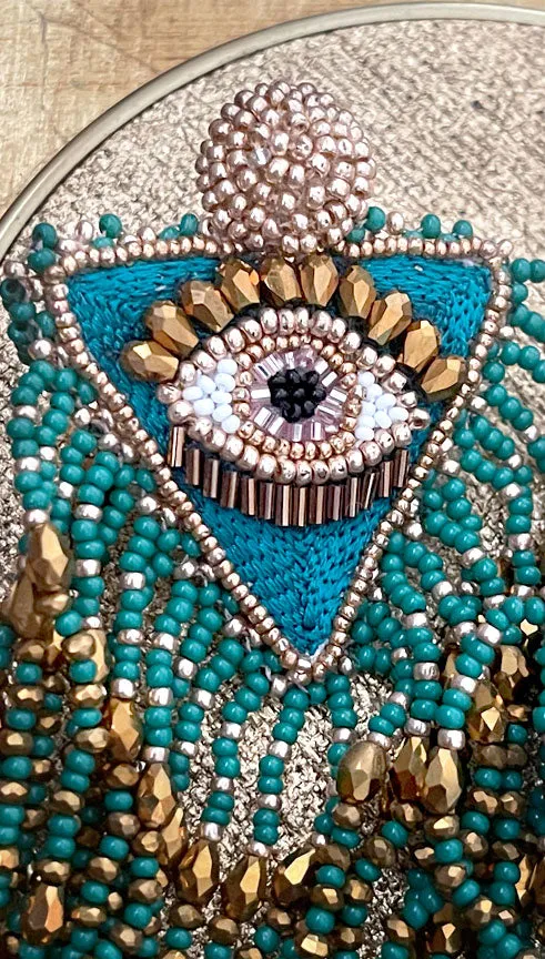 Sunburst Eye Fringe Statement Earrings | Olivia Dar