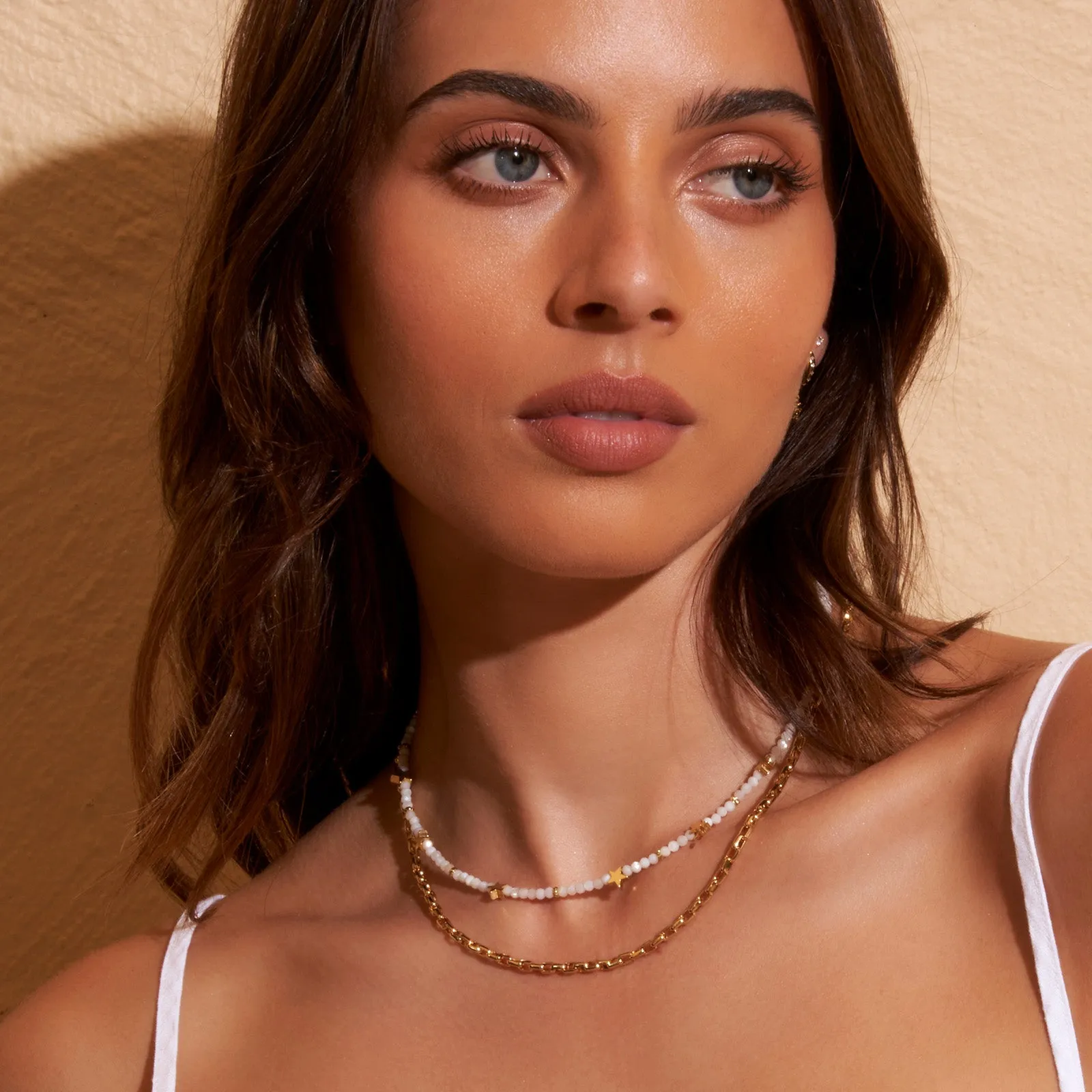 Superstar Gemstone Necklace - White Jade