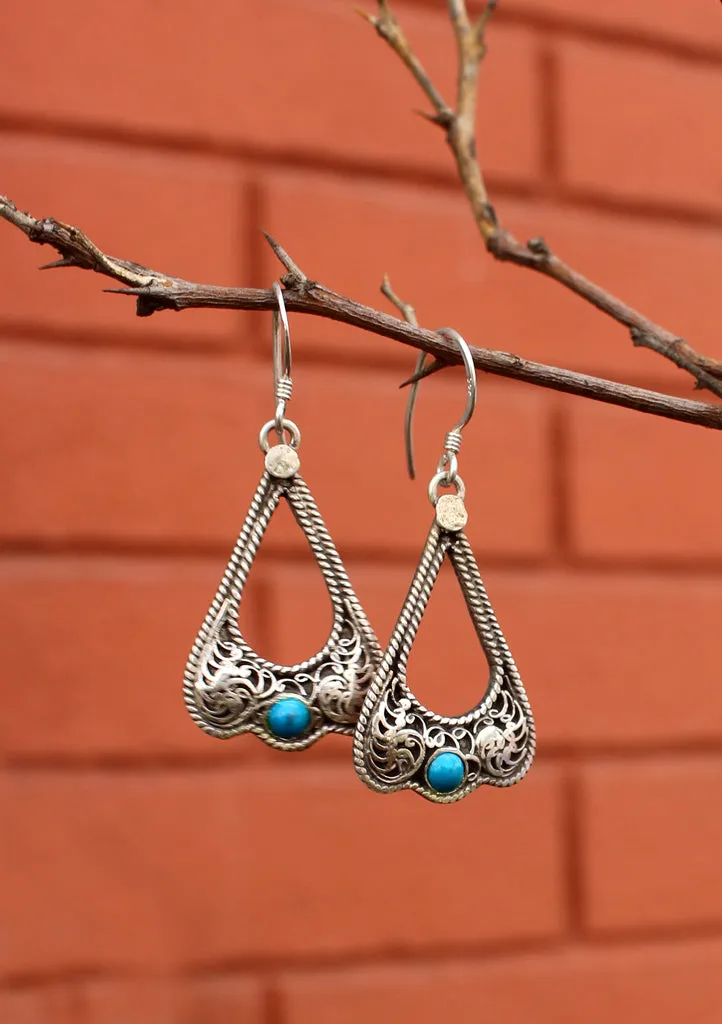 Tear Drop Shaped Sterling Silver Dangle Earrings