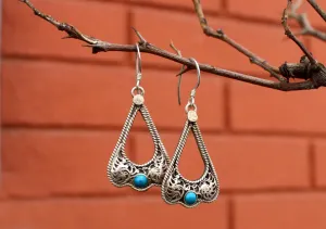 Tear Drop Shaped Sterling Silver Dangle Earrings