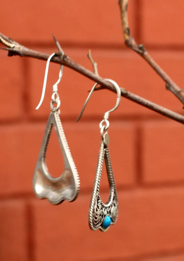 Tear Drop Shaped Sterling Silver Dangle Earrings