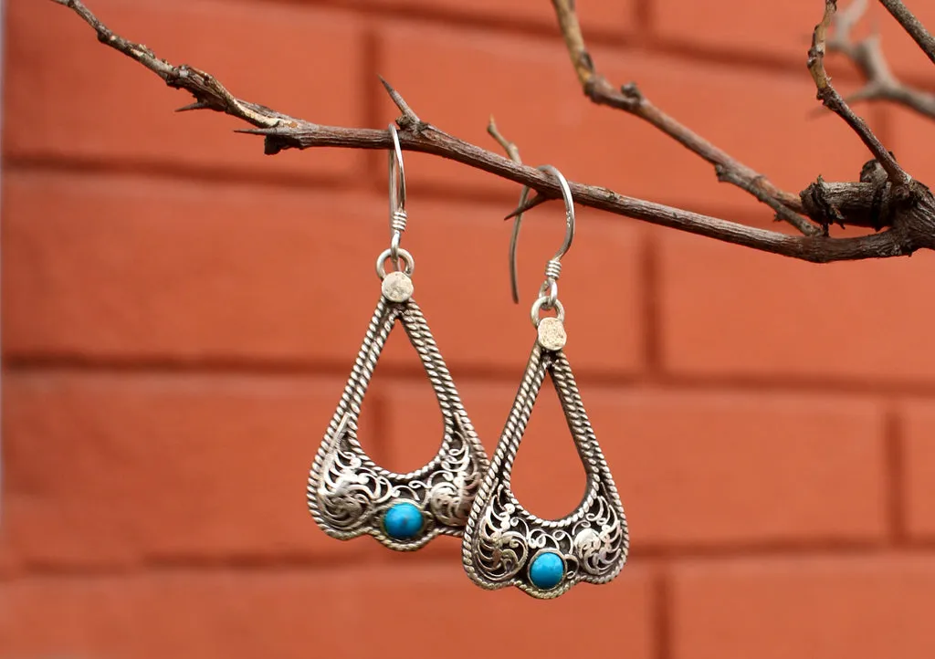 Tear Drop Shaped Sterling Silver Dangle Earrings