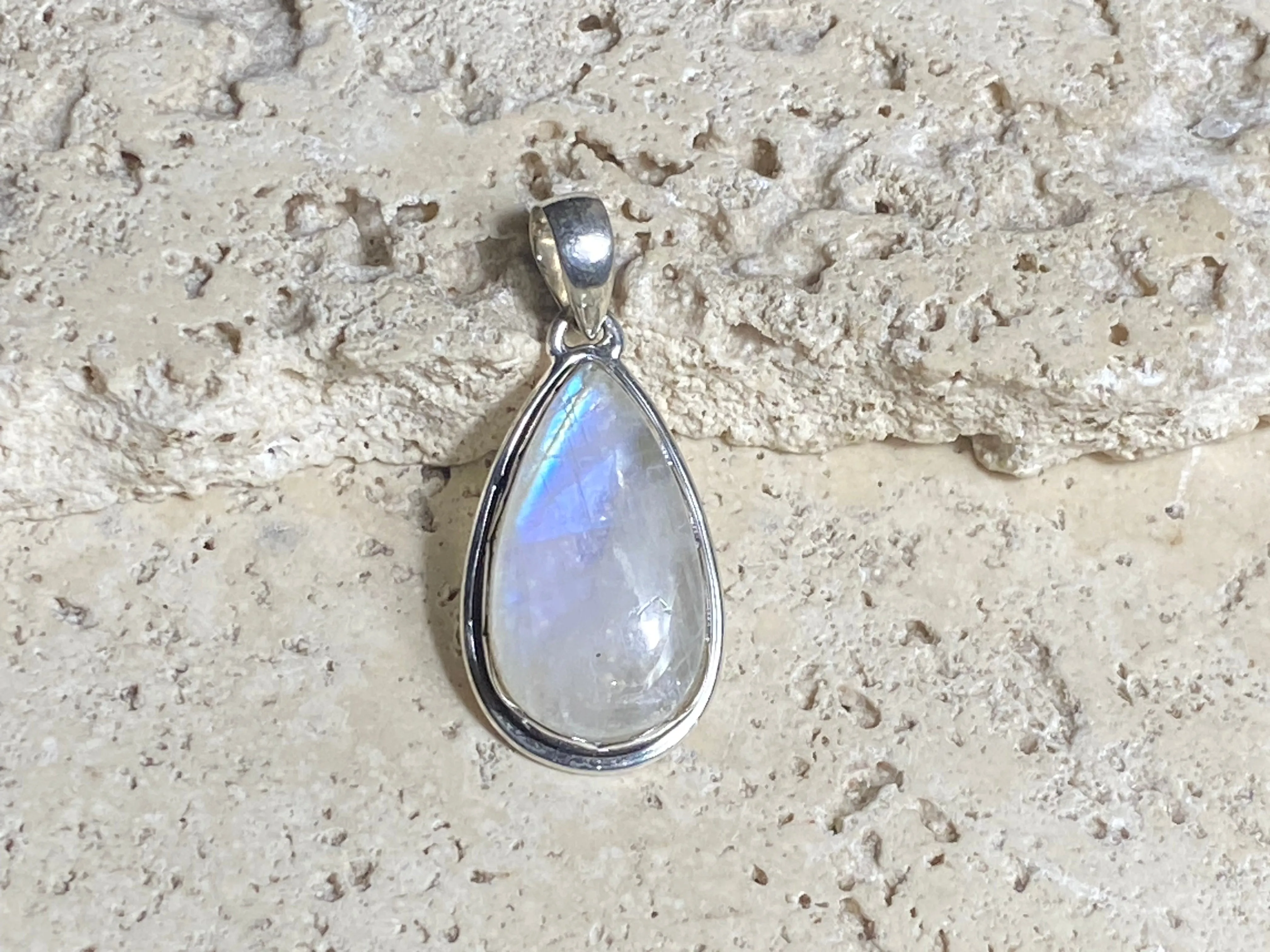 Teardrop Rainbow Moonstone Pendant