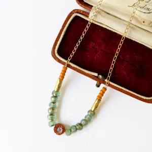 Tiny flower and bead Pendant necklace - WS