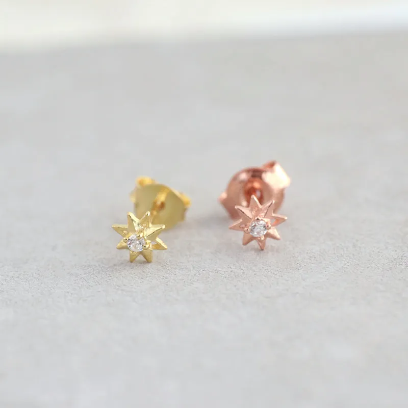 Tiny Starburst Studs- Sterling Silver
