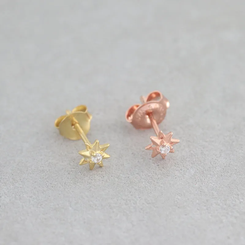 Tiny Starburst Studs- Sterling Silver