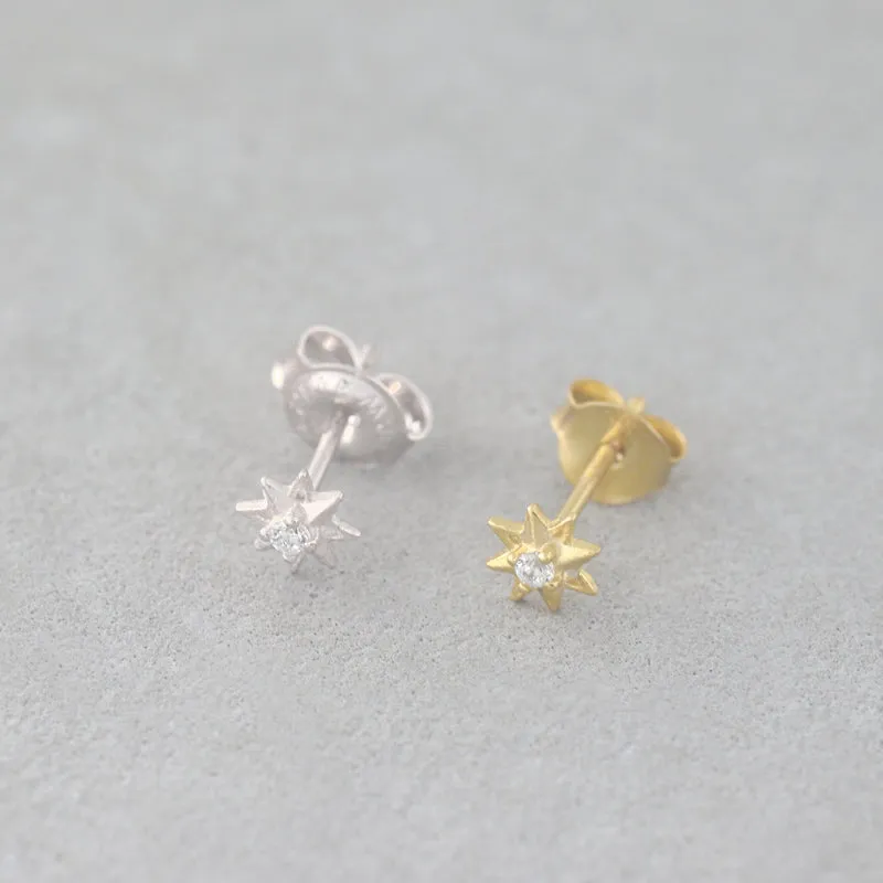 Tiny Starburst Studs- Sterling Silver