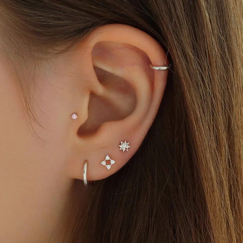 Tiny Starburst Studs- Sterling Silver