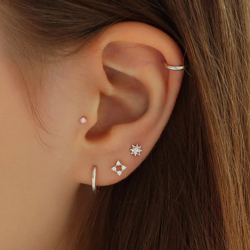 Tiny Starburst Studs- Sterling Silver