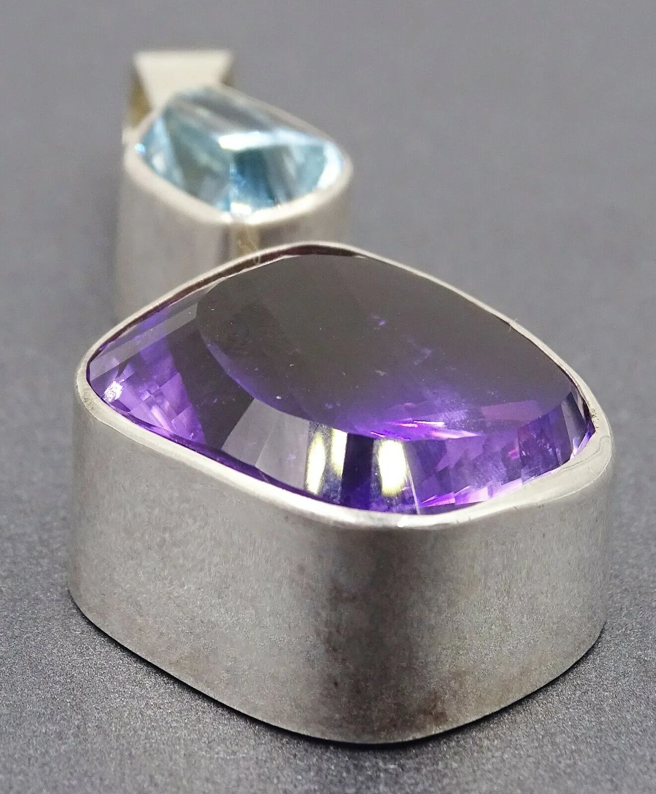 Topaz & Amethyst Sterling Silver Handmade Pendant