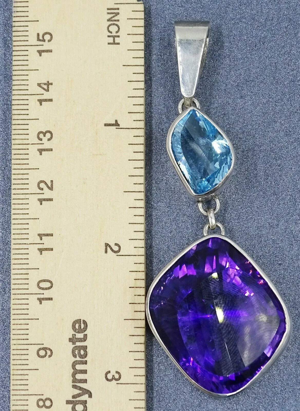 Topaz & Amethyst Sterling Silver Handmade Pendant