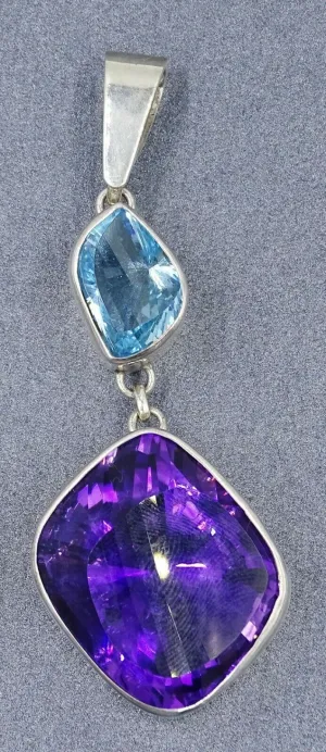Topaz & Amethyst Sterling Silver Handmade Pendant