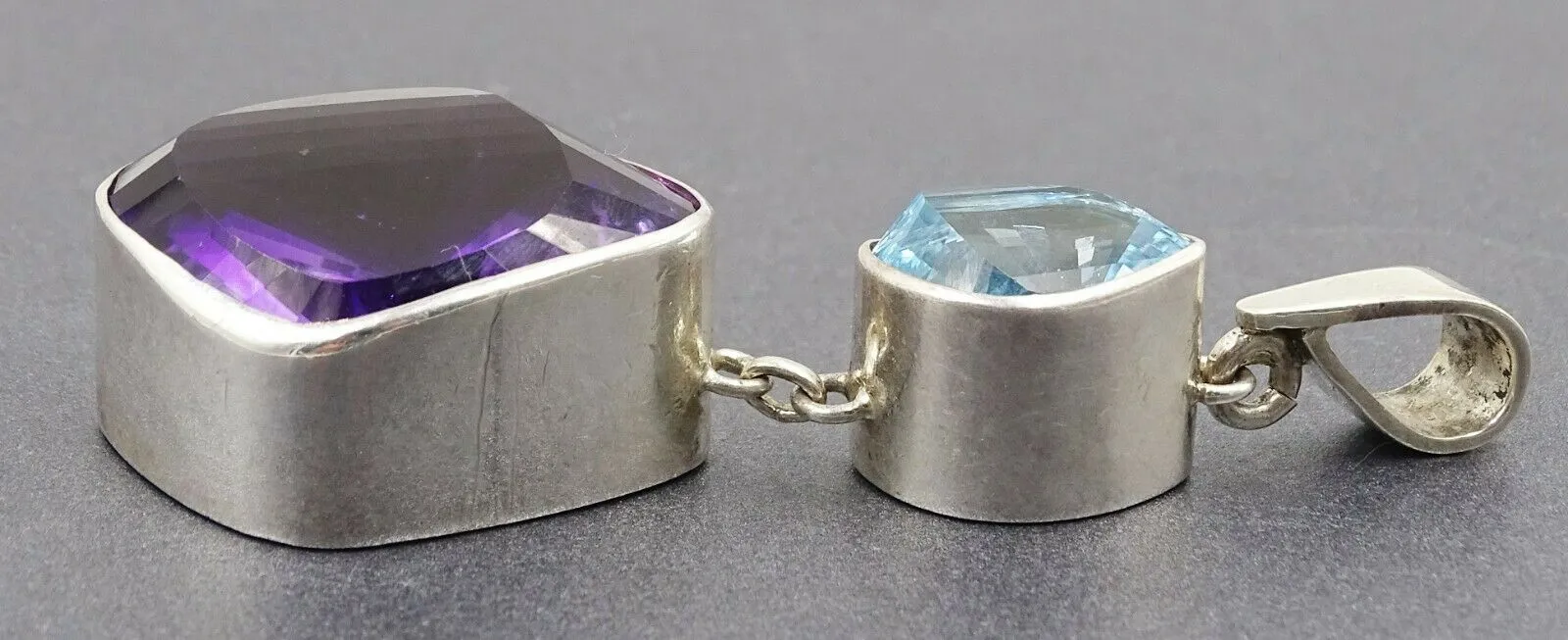 Topaz & Amethyst Sterling Silver Handmade Pendant