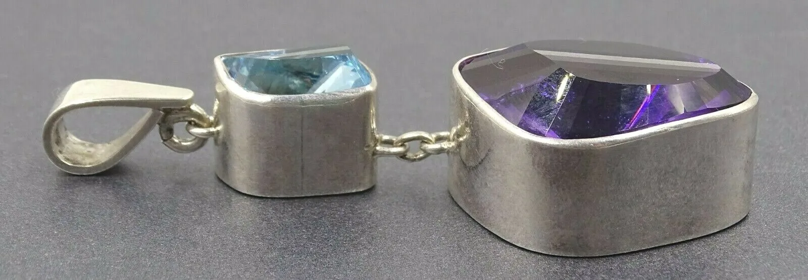 Topaz & Amethyst Sterling Silver Handmade Pendant