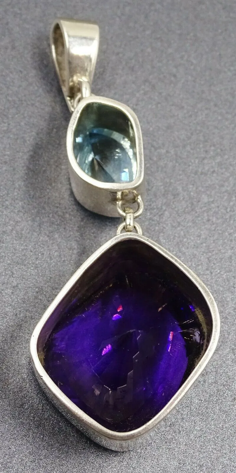 Topaz & Amethyst Sterling Silver Handmade Pendant