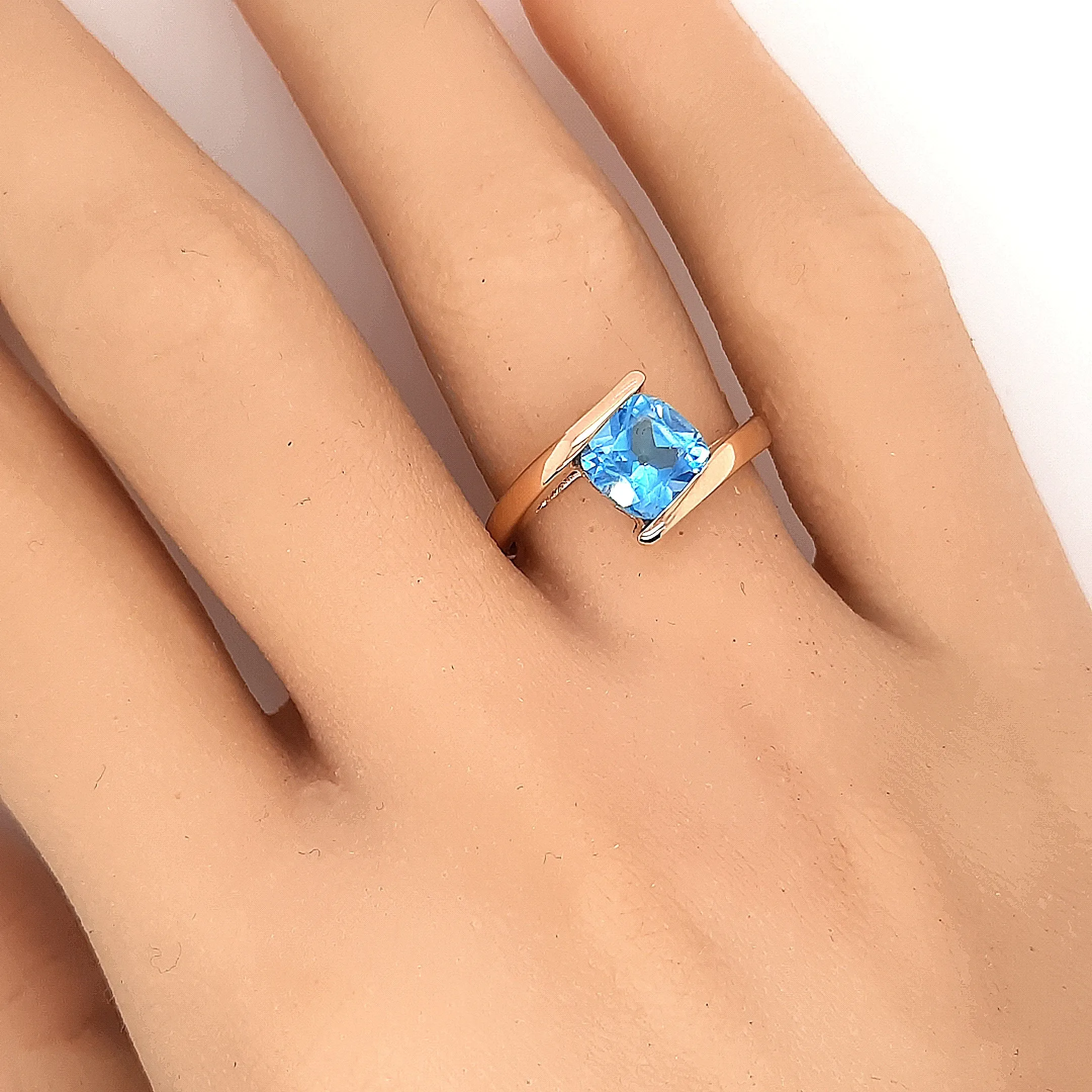Topaz Yellow Gold Cross Over Ring