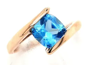 Topaz Yellow Gold Cross Over Ring