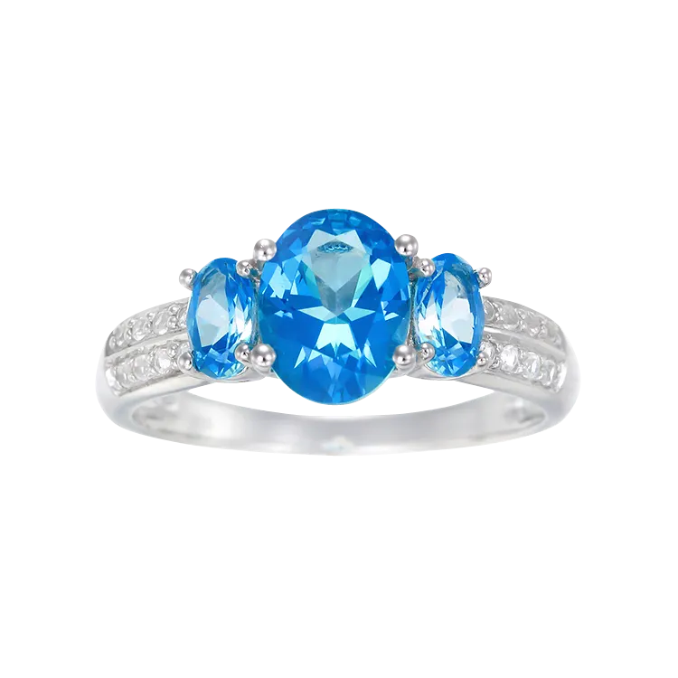 Trilogy Ring with Passion Topaz and Natural White Topaz