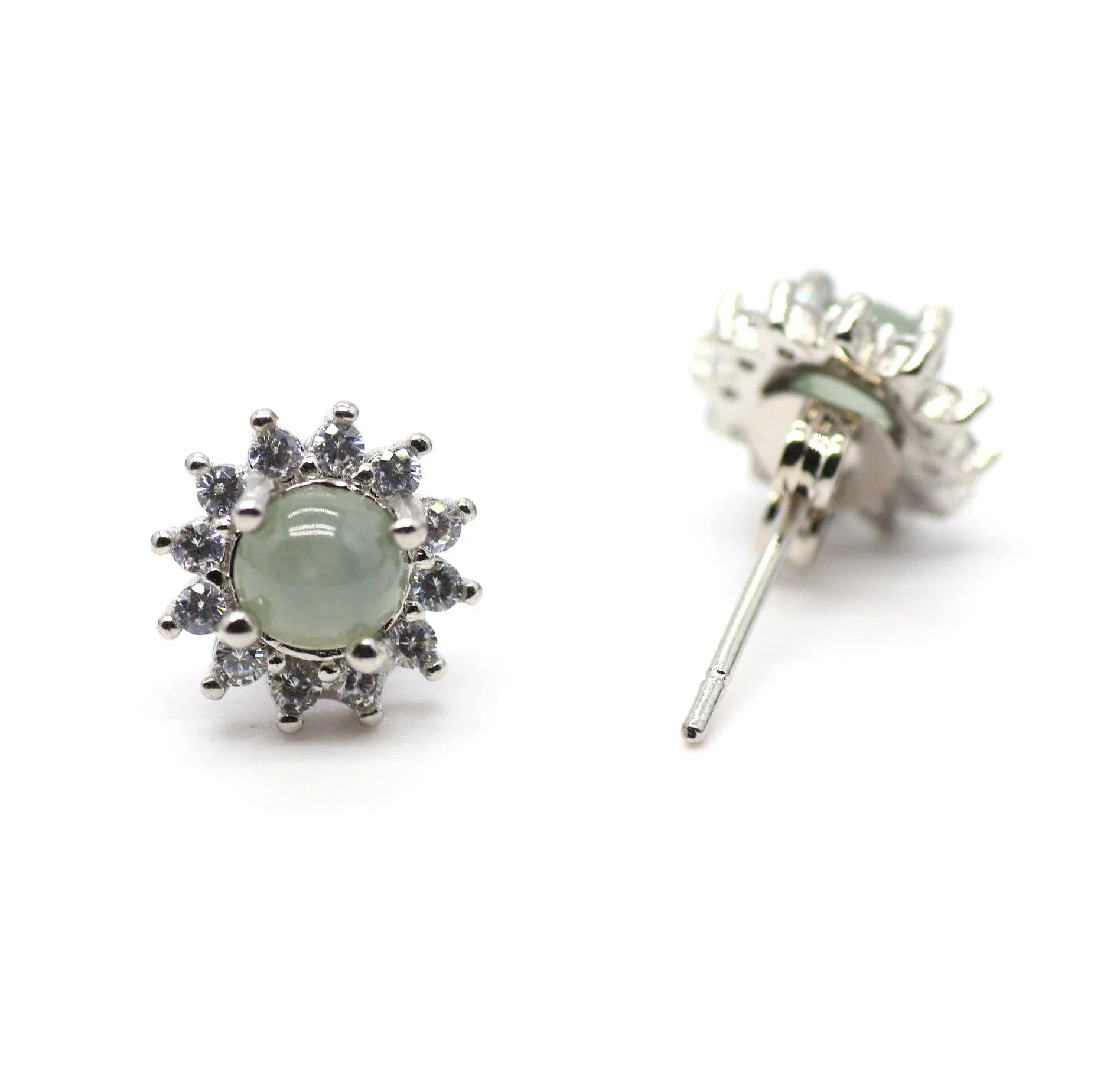 Type A Jadeite Jade Earrings s925 Silver Inlay 1J-BCZD-GLMQ
