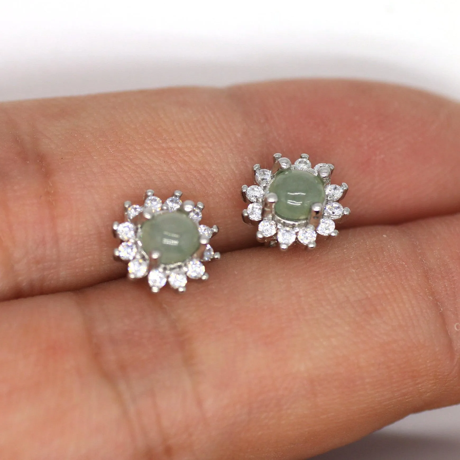 Type A Jadeite Jade Earrings s925 Silver Inlay 1J-BCZD-GLMQ