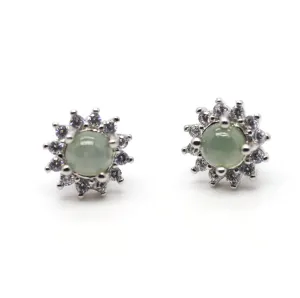 Type A Jadeite Jade Earrings s925 Silver Inlay 1J-BCZD-GLMQ