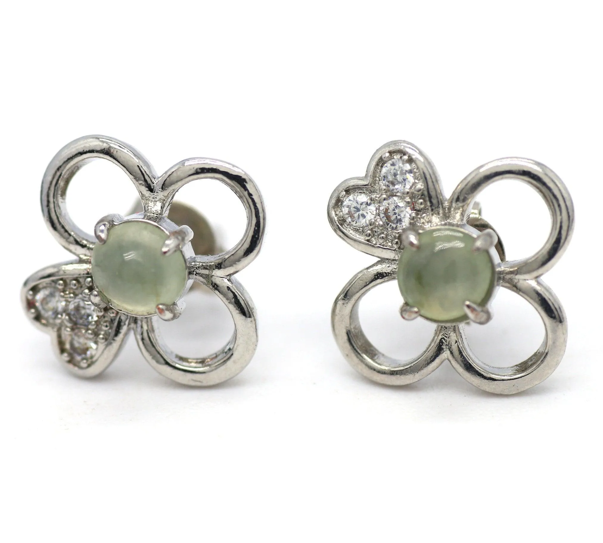 Type A Jadeite Jade Earrings s925 Silver Inlay 3O-ED4Z-LXEU