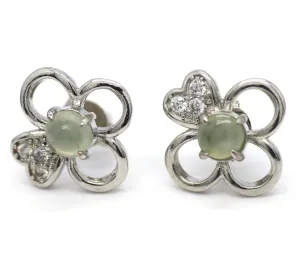 Type A Jadeite Jade Earrings s925 Silver Inlay 3O-ED4Z-LXEU