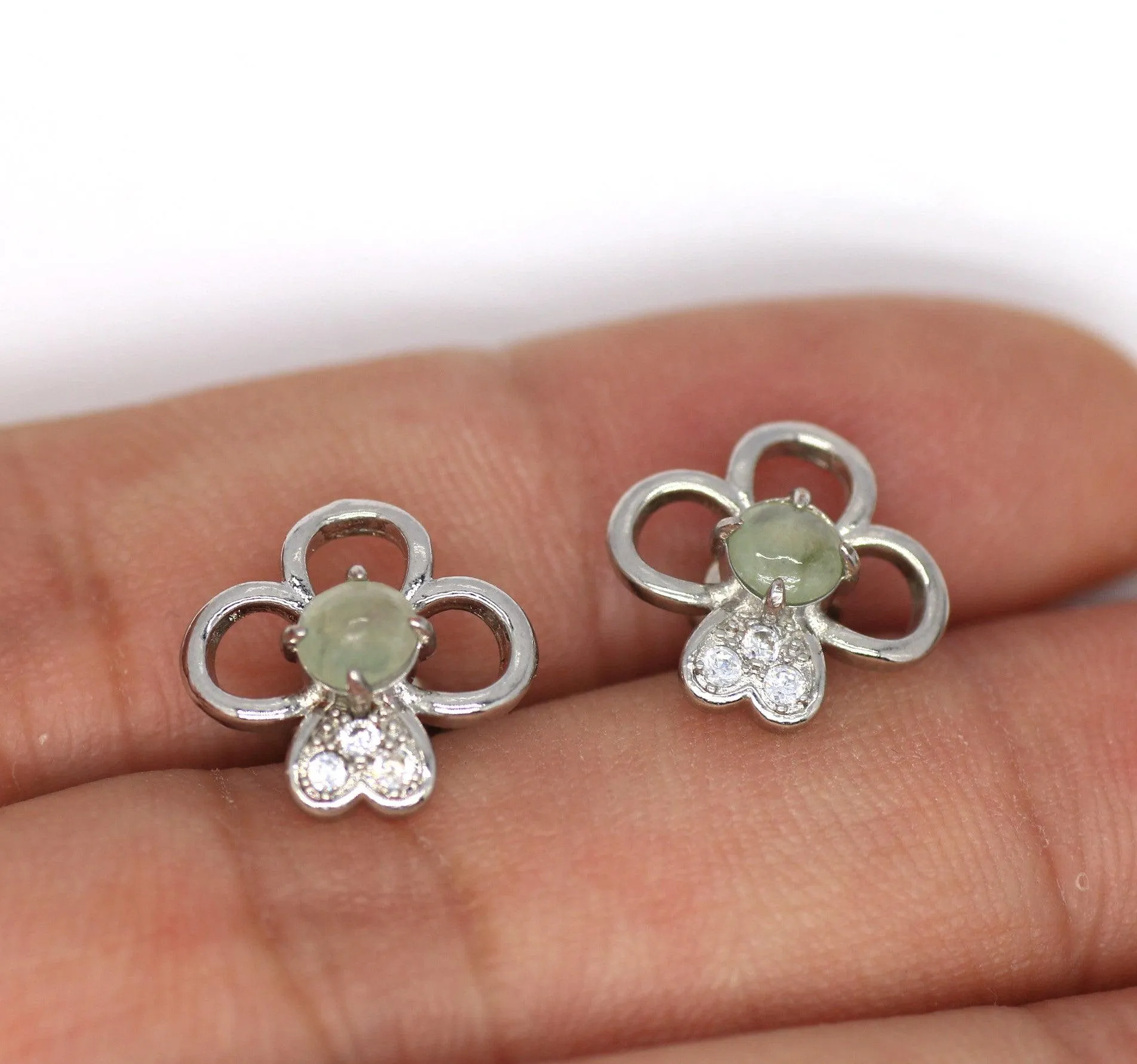 Type A Jadeite Jade Earrings s925 Silver Inlay 3O-ED4Z-LXEU