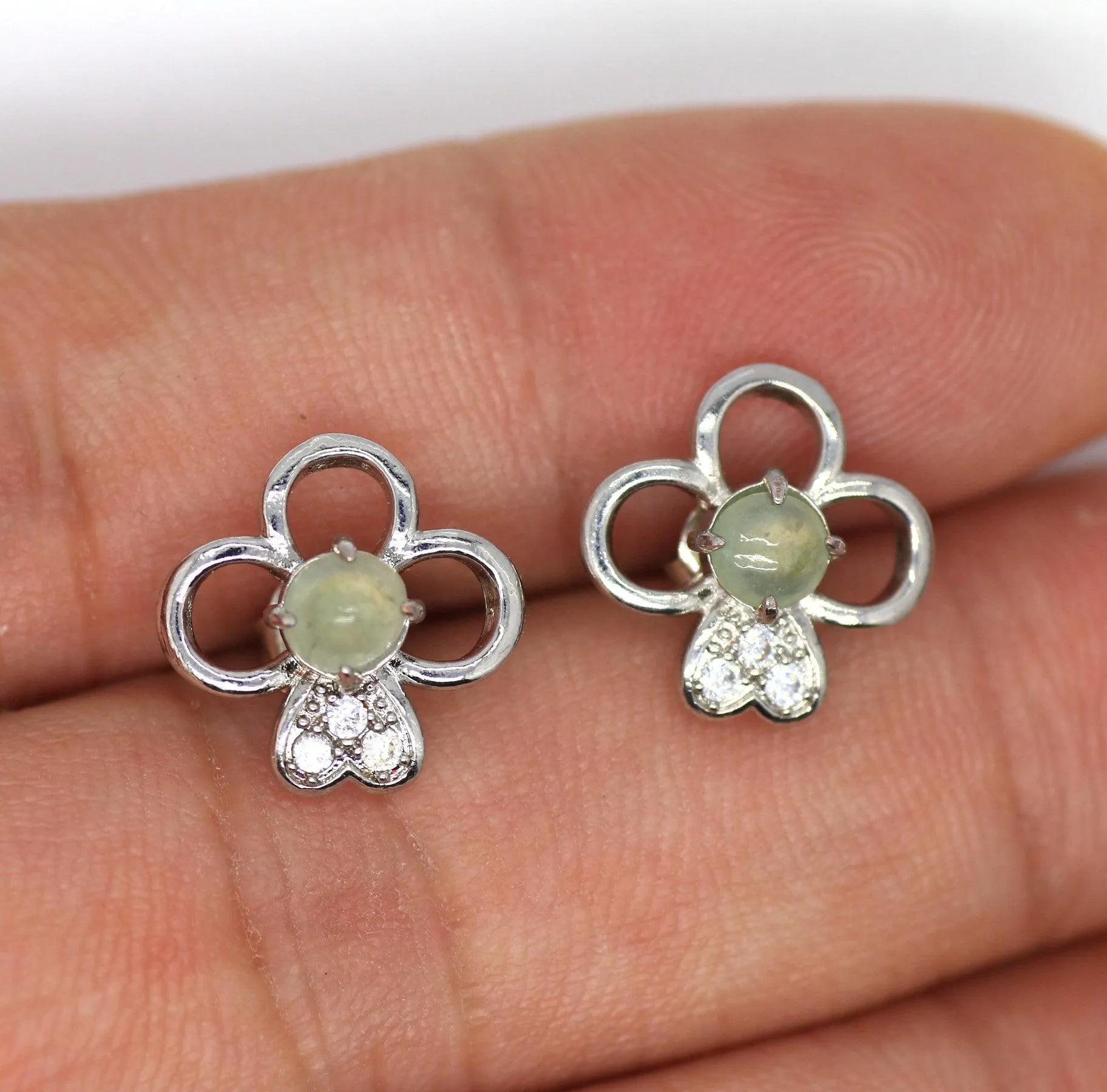 Type A Jadeite Jade Earrings s925 Silver Inlay 3O-ED4Z-LXEU