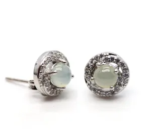 Type A Jadeite Jade Earrings s925 Silver Inlay 6R-H9RI-OGCW