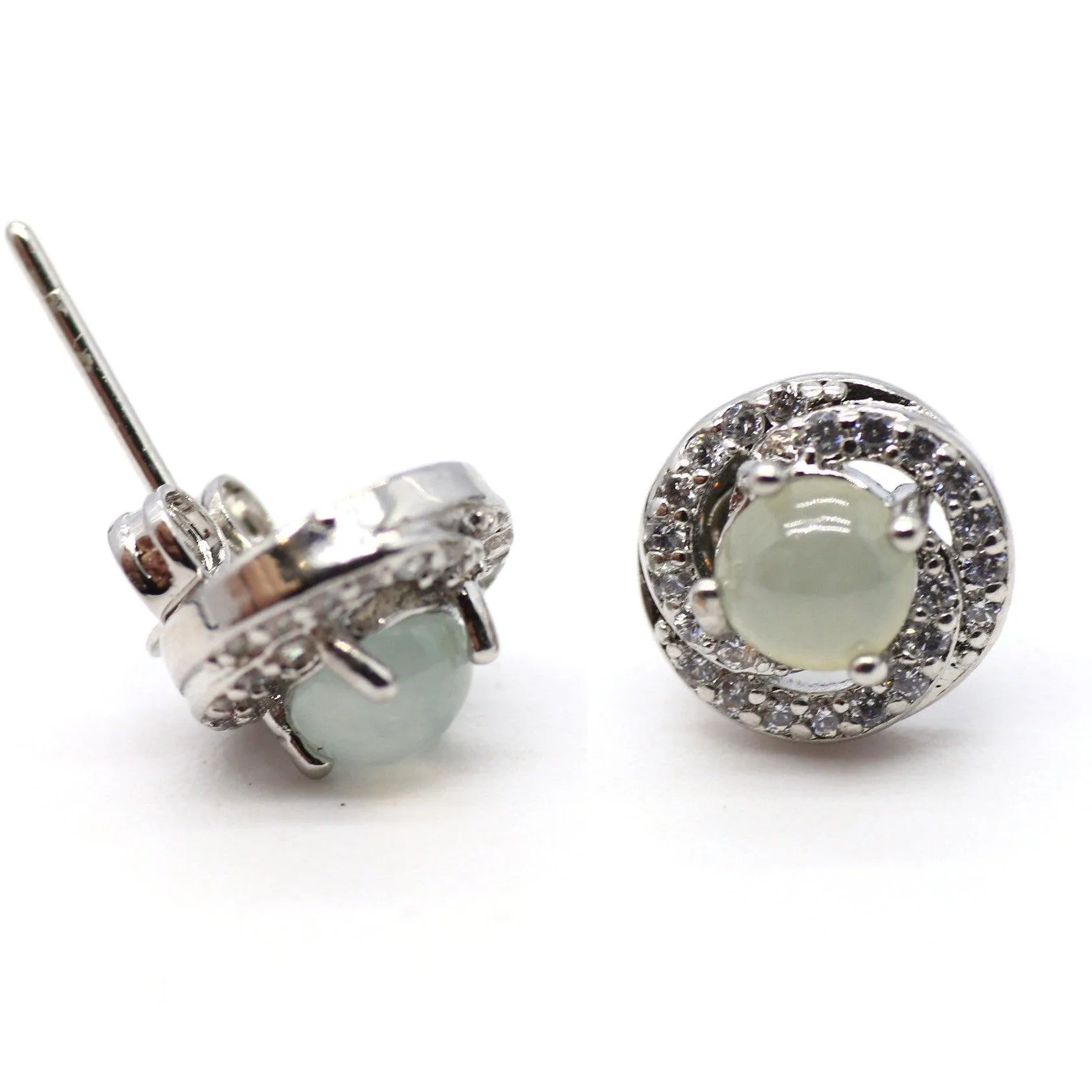 Type A Jadeite Jade Earrings s925 Silver Inlay 6R-H9RI-OGCW