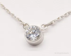 Vintage Diamonique Cubic Zirconia Sterling Silver Necklace 17"