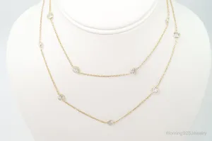 Vintage Gold Vermeil Cubic Zirconia Sterling Silver Necklace