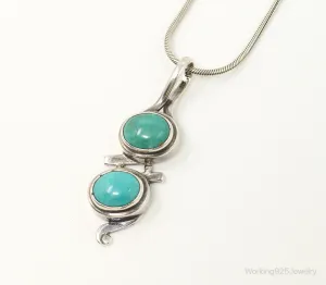 VTG Native American JS Turquoise Sterling Silver Necklace