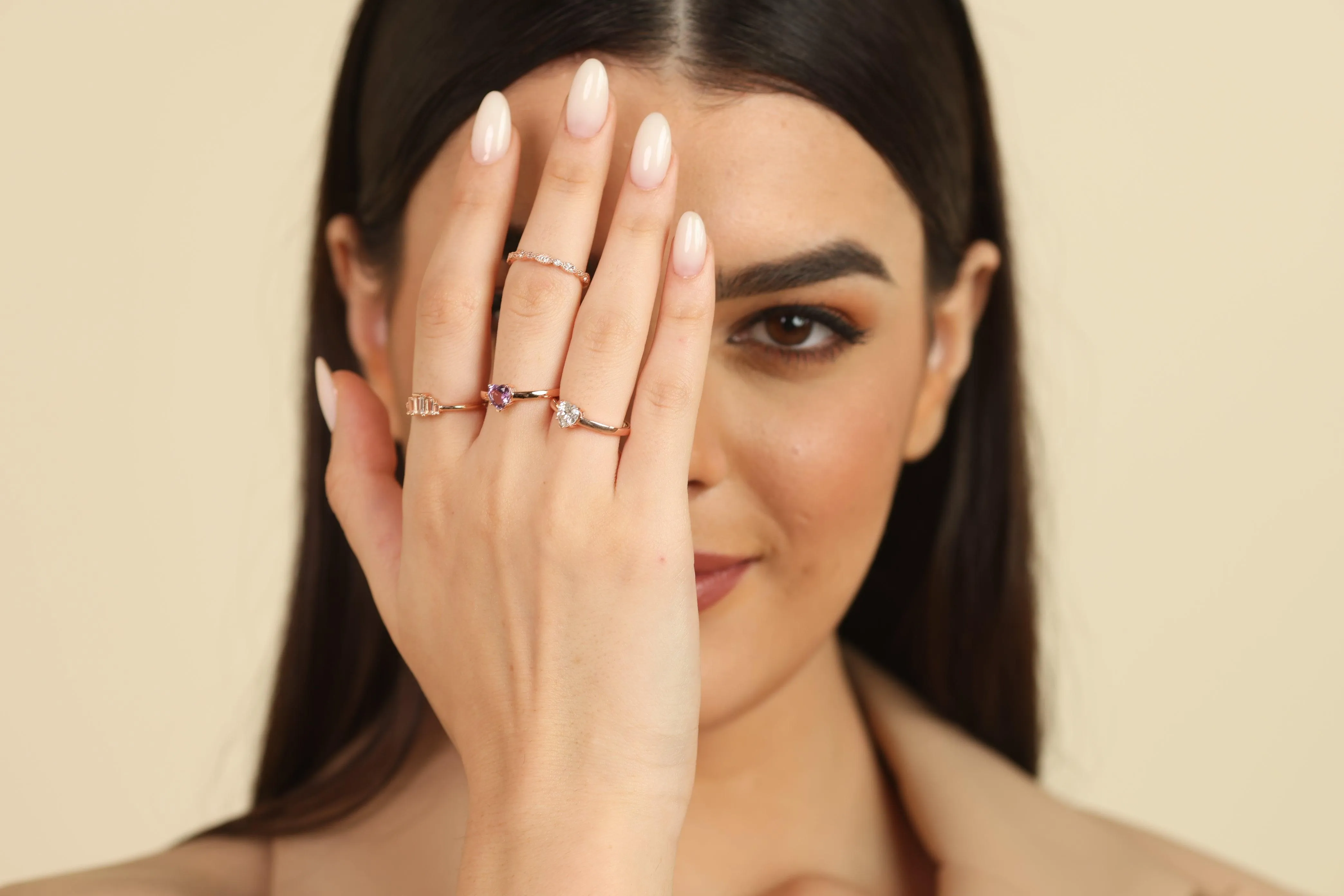 White Topaz Baguette Cluster Ring