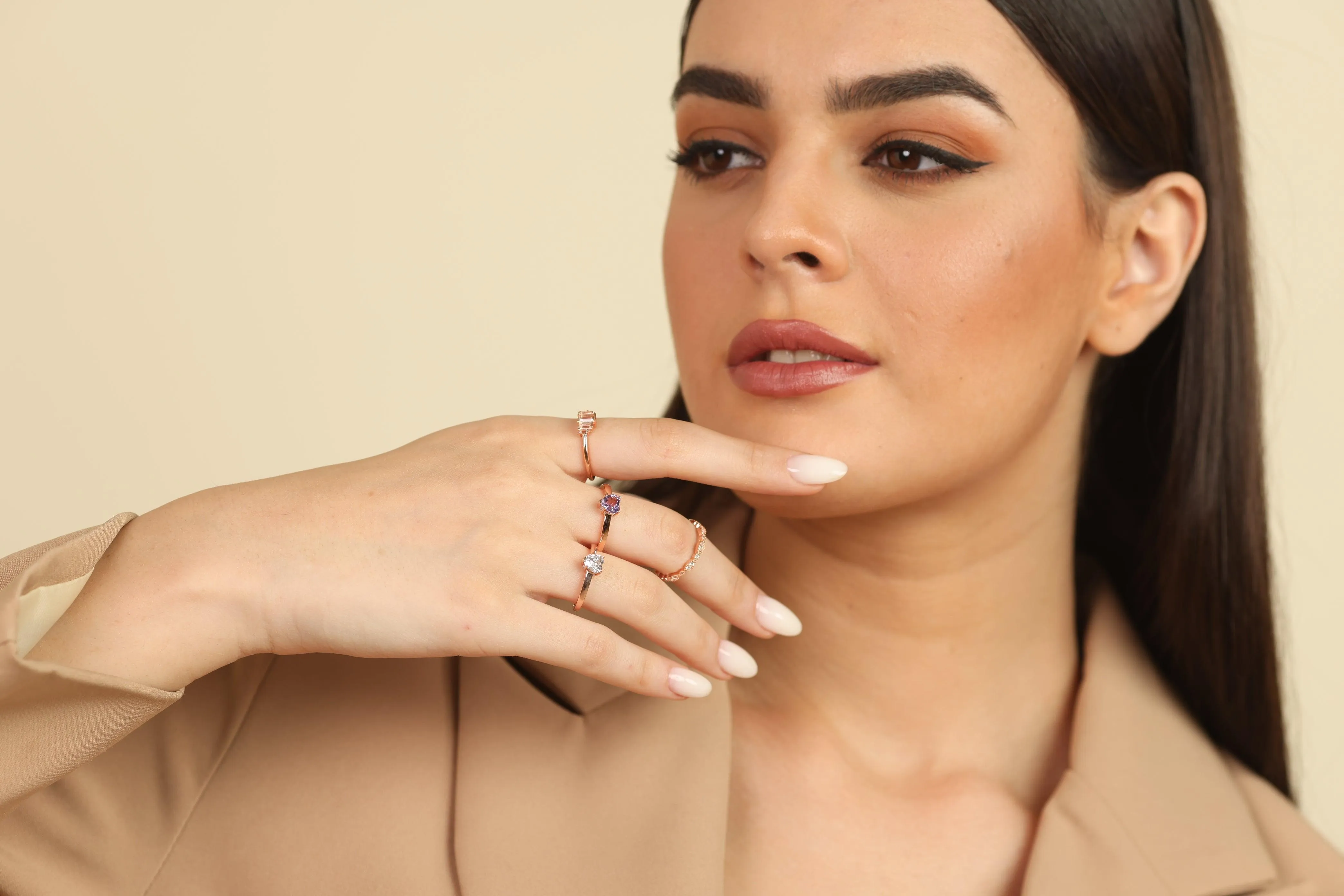White Topaz Baguette Cluster Ring