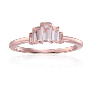 White Topaz Baguette Cluster Ring