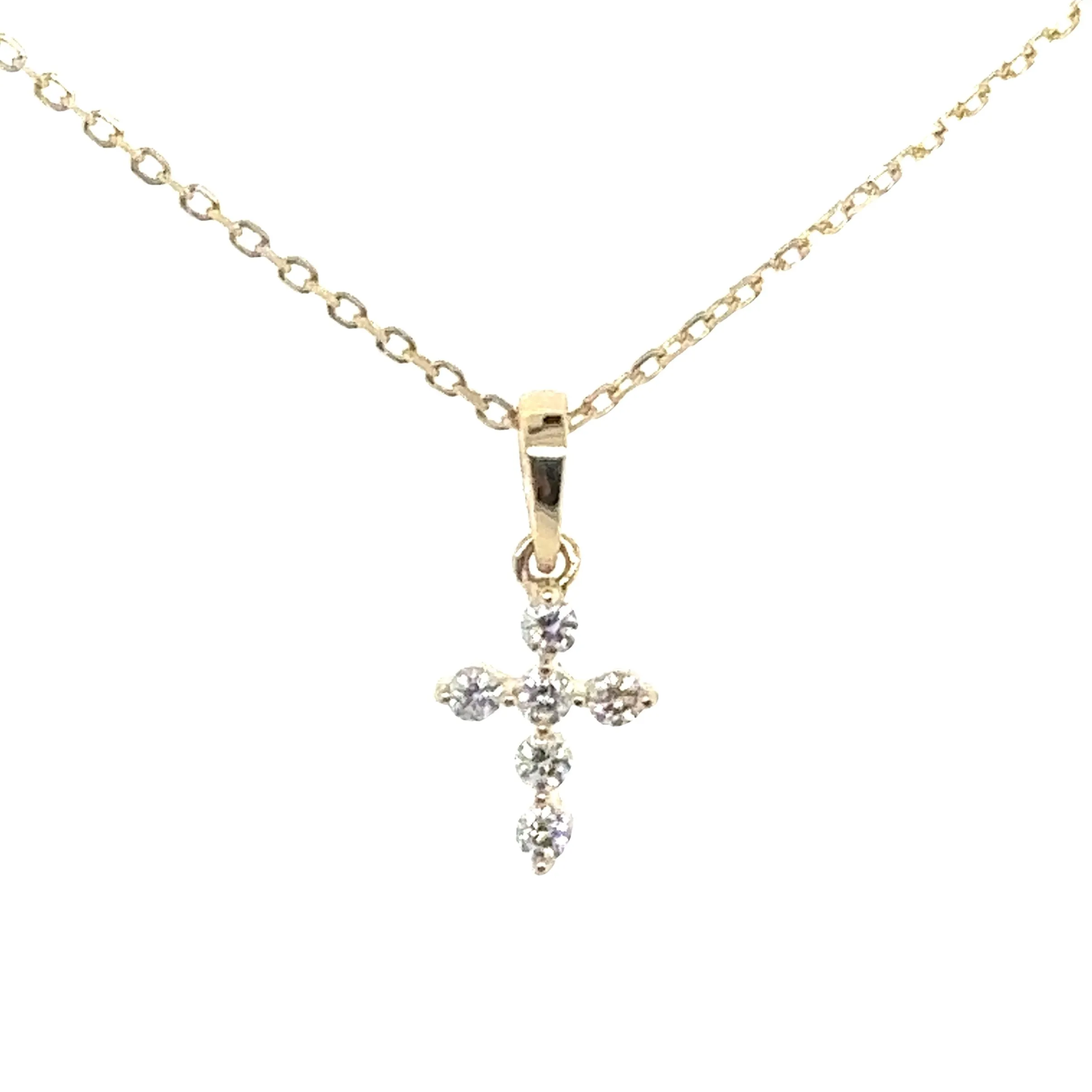 Yellow Gold Diamond Dainty Cross Pendant