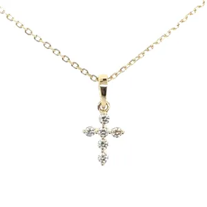 Yellow Gold Diamond Dainty Cross Pendant